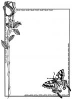 studio1world bahai inspired art - Drawing - Rose & butterfly in frame